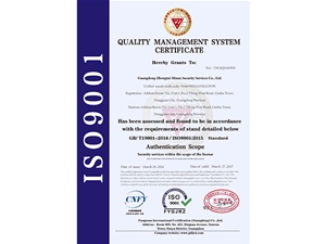 ISO9001质量管理体系认证证书—英文